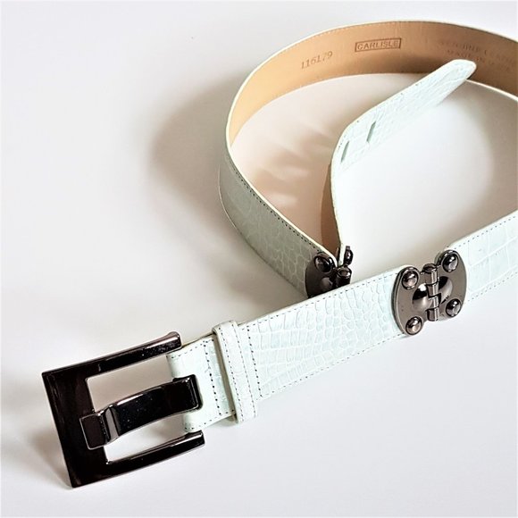 Carlisle Light Blue Crocodile Pattern Belt. - Picture 1 of 5
